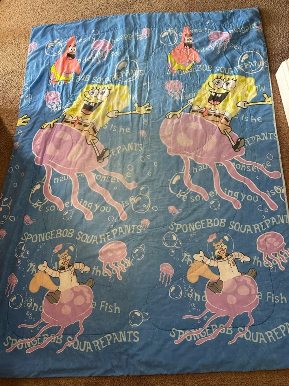 Vintage SpongeBob SquarePants Y2K Sandy Comforter Squidward Patrick Jelyfish